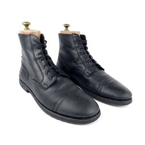 DIESEL Pure Hi Split Combat Boot Black Leather 90s Minimal Grunge Moto Biker Y2k